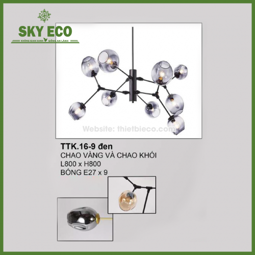 Đèn Thả Thiết Kế TTK.16-9 Đen/Vàng